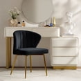 thumbnail image 1 of Modern Velvet Accent Chair Upholstered Small Vanity Chair Bedroom Living Room Black, 1 of 11