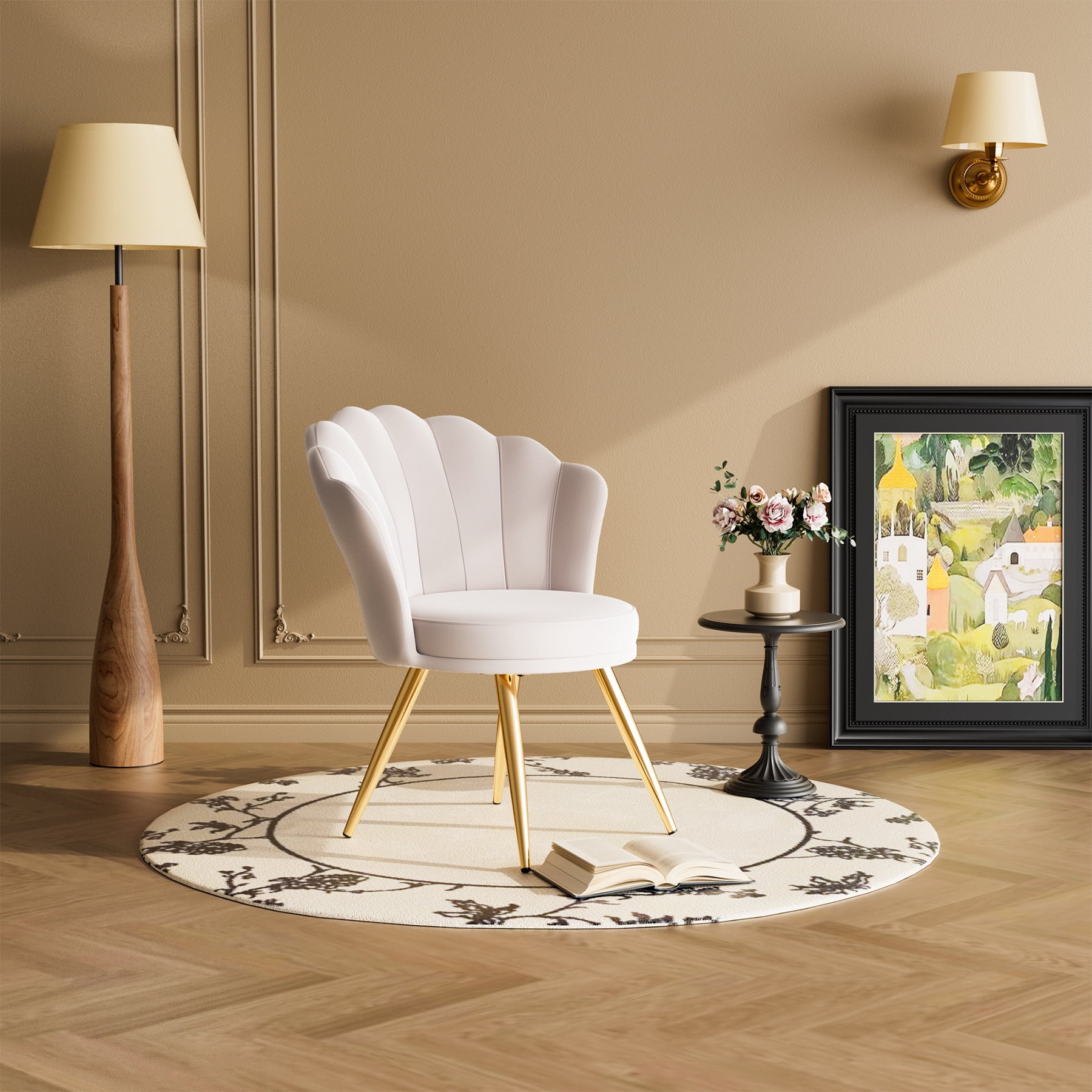 Duhome Modern Velvet Accent Chair – Gold Legs, Round Vanity Style, For Living Room Or Bedroom – 275 Lb Capacity