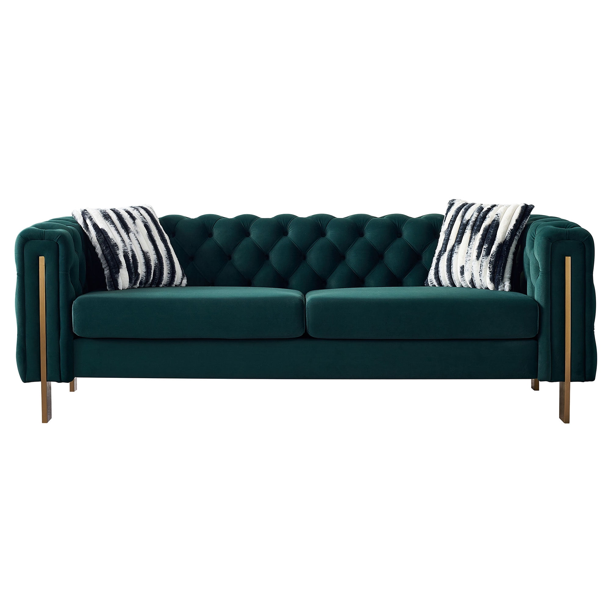 Wood frame sofa with loose cushions deals