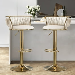 LUXMOD Bar Stools Modern Adjustable BarStools in Velvet Fabric Counter Height Stools Back Bar Chairs 360 Swivel Stool Walmart