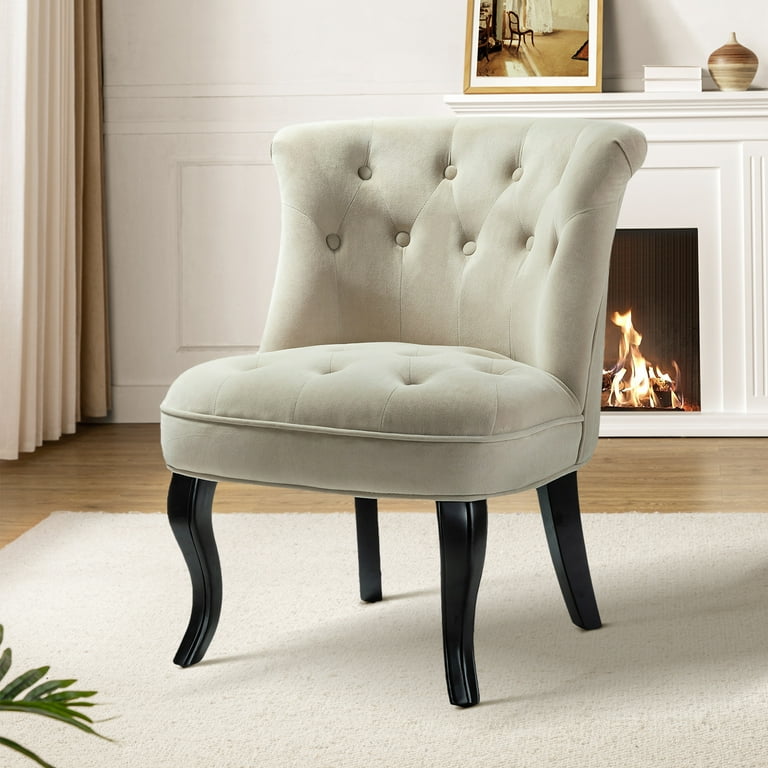 Modern Velvet Armless Accent Chair Upholstered Button Single Sofa