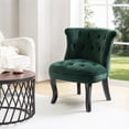 thumbnail image 1 of Modern Velvet Armless Accent Chair Upholstered Button Single Sofa Wooden Legs Home Bedroom Green, 1 of 10