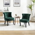 thumbnail image 1 of Modern Velvet Armless Accent Chairs,Upholstered Button Single Sofa Set of 2 Wooden Legs Home Bedroom,Green, 1 of 10