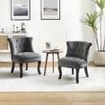 thumbnail image 1 of Modern Velvet Armless Accent Chairs,Upholstered Button Single Sofa Set of 2 Wooden Legs Home Bedroom,Grey, 1 of 12
