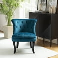 thumbnail image 1 of Modern Velvet Armless Accent Chairs Upholstered Button Single Sofa Wooden Legs Home Bedroom Adult Teal, 1 of 12