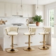 thumbnail image 1 of Modern Velvet Bar Stools Set of 3, Adjustable Height Swivel Barstools, Counter Height Bar Chairs with Back and Footrest for Kitchen Island & Dining Room, Beige, 1 of 8