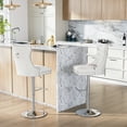 thumbnail image 1 of Modern Velvet Bar Stools Set of 2 Adjustable Swivel Counter Height Chairs with Upholstered Back and Nailhead Trim for Home Pub Kitchen Island, 1 of 7