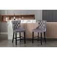 thumbnail image 1 of Modern Velvet Barstools Set of 2 with Button Tufted Decoration, Comfy Bar Stools with Chrome Nailhead Trim and Footrest, Counter Height Bar Stools for Bar, Kitchen, Dining Room, Home Bar, Gray, 1 of 9