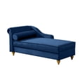 thumbnail image 1 of Modern Velvet Chaise Lounge With Hidden Storage, Upholstered Chair With Armrest Pillow and Gold Metal Legs For Living Room Bedroom Apartment, 1 of 9
