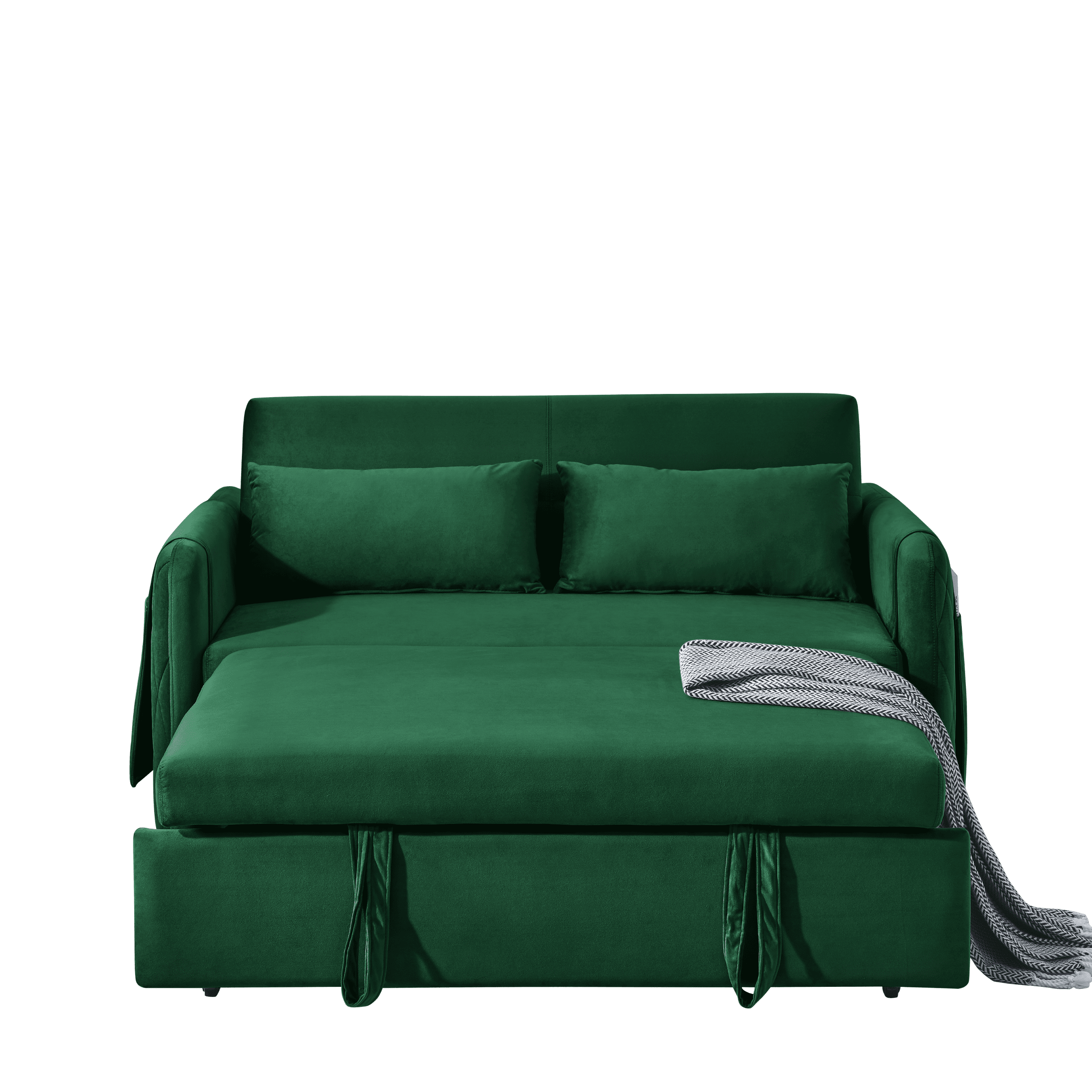 Modern Velvet Convertible Pull Out Sleeper Sofa Bed, Folding Loveseat