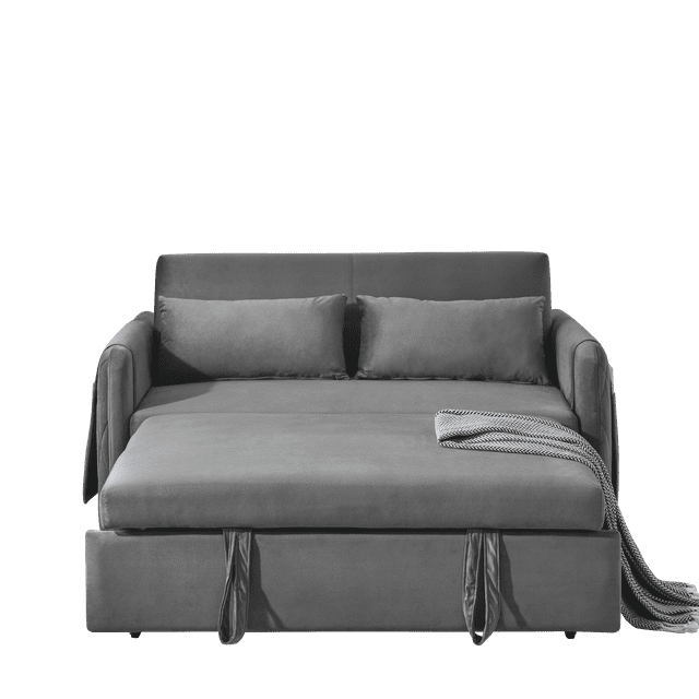 Modern Velvet Convertible Pull Out Sleeper Sofa Bed, Folding Loveseat