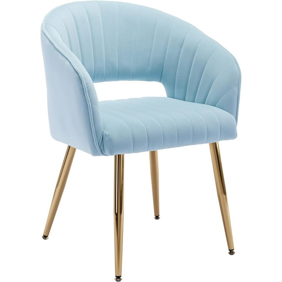 Modern Velvet Desk Chair Accent Armchair Upholstered Tufted Chairs Dining Chairs, Tufted Vanity Chair Side Chairs with Gold Metal Legs for Dining Room Living Room Restaurant,1 PC &Cream