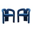 thumbnail image 1 of Modern Velvet Dining Chair Set of 2, Funky Barrel Accent Chairs, Upholstered Armchair Comfy Side Chair for Kitchen Living Room Dining Room, Navy, 1 of 9