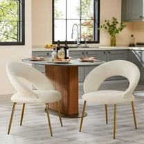 Modern Velvet Dining Chairs Set of 2, Comfort Accent Chairs with Curved Open Backrest and Metal Legs, Upholstered Dining Room Chair for Living Room, Bedroom, Kitchen, White