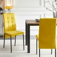 thumbnail image 1 of Modern Velvet Dining Chairs, Set Of 2, High Back Accent Chairs, Nordic Side Chairs with Black Legs, Upholstered Velvet Armless Chair for Dining Room Kitchen Vanity Patio, Yellow, 1 of 6