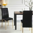 thumbnail image 1 of Modern Velvet Dining Chairs, Set Of 2, High Back Accent Chairs, Nordic Side Chairs with Golden Legs, Upholstered Velvet Armless Chair for Dining Room Kitchen Vanity Patio, Black, 1 of 6