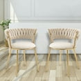 thumbnail image 1 of Modern Velvet Dining Chairs with Golden Legs, Set of 2 - Stylish and Comfortable Upholstered Chairs, Ivory, 1 of 8