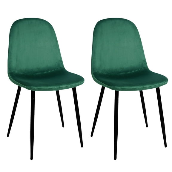 Modern Velvet Dining Chairs with Metal Legs for Living, Bedroom, Set of 2,  Dark Green