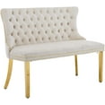 thumbnail image 1 of Modern Velvet Double Dining Loveseat Bench, 2 - Seat Tufted Wingback Bench with Handmade Buttons, Gold - Plated Steel Legs, Upholstered Armless Dining & Living Room Seating, 1 of 11