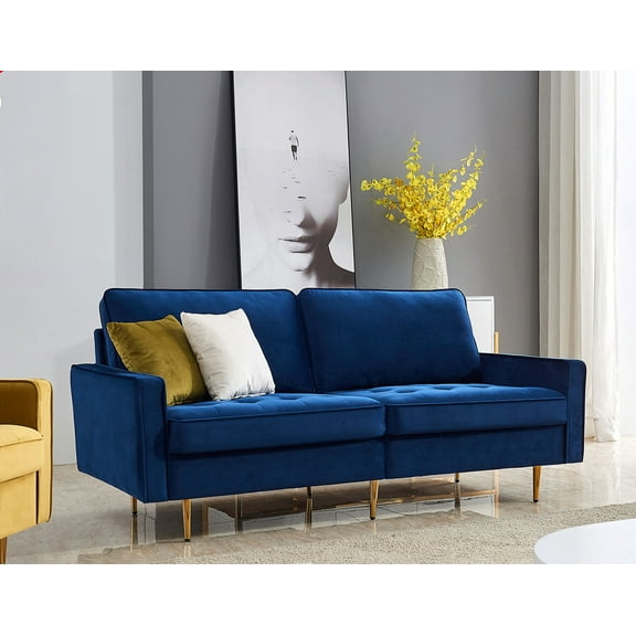 Modern Velvet Fabric Sofa 71" Bule