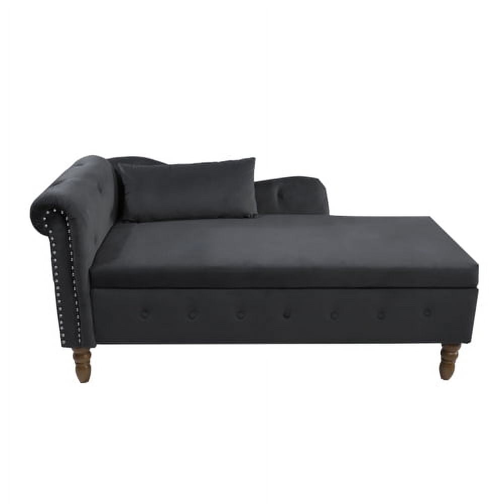Modern Velvet Lounge Chair for Bedroom with Storage and Pillow ...