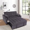 thumbnail image 1 of Modern Velvet Loveseat Futon Sofa Couch w/ Pullout Bed, Loveseat Lounge Sofa with Adjustable Reclining Backrest, 3 in 1 Convertible Sleeper Sofa Bed, 1 of 8