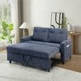 thumbnail image 1 of Modern Velvet Loveseat Sofa Couch, 3 in 1 Convertible Sleeper Sofa Bed, Gray, Fabric, Reclining Backrest, Pockets, Living Room Furniture, 1 of 9