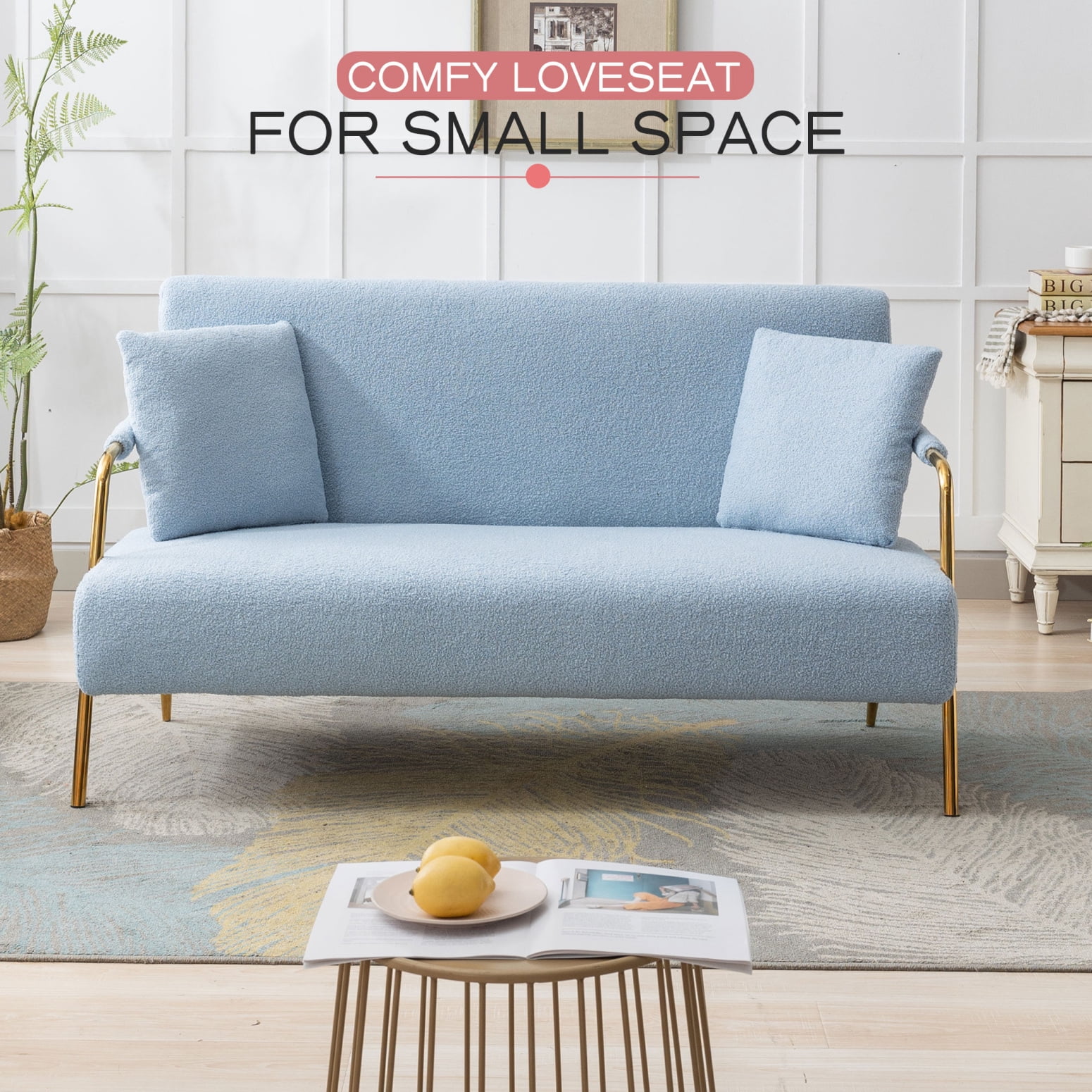 Modern Velvet Loveseat Sofa for Small Spaces, 60 Inch Two Seater in ...