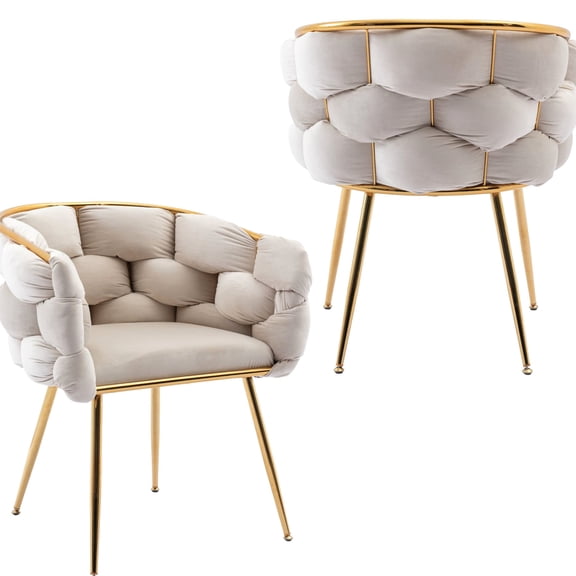 Modern Velvet Single Chair | Used in Bedroom and Manicure Spaces | Smooth Lines and Knitting Design | Comfortable Feel with High - Quality Cotton