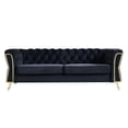 thumbnail image 1 of Modern Velvet Sofa, Button Tufted Chesterfield Sofa with Scroll Arms and Gold Metal Legs, 3-Seater Sofa Couch Upholstered Sofa for Living Room Bedroom Office Apartment, 87.40"×32.68"×29.92", Black, 1 of 7