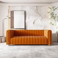 thumbnail image 1 of Modern Velvet Sofa for Living Room, 82" Comfy Upholstered Sofa 3 Seater Sofa Couch with Gold Metal Legs, Luxury Sectional Sofa for Living Room, Bedroom, Office, Apartment Orange, 1 of 5