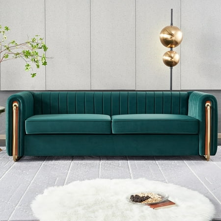 EVERGRATE FURNITURE Modern Sofa with Tufted Back and High Armrest, Green