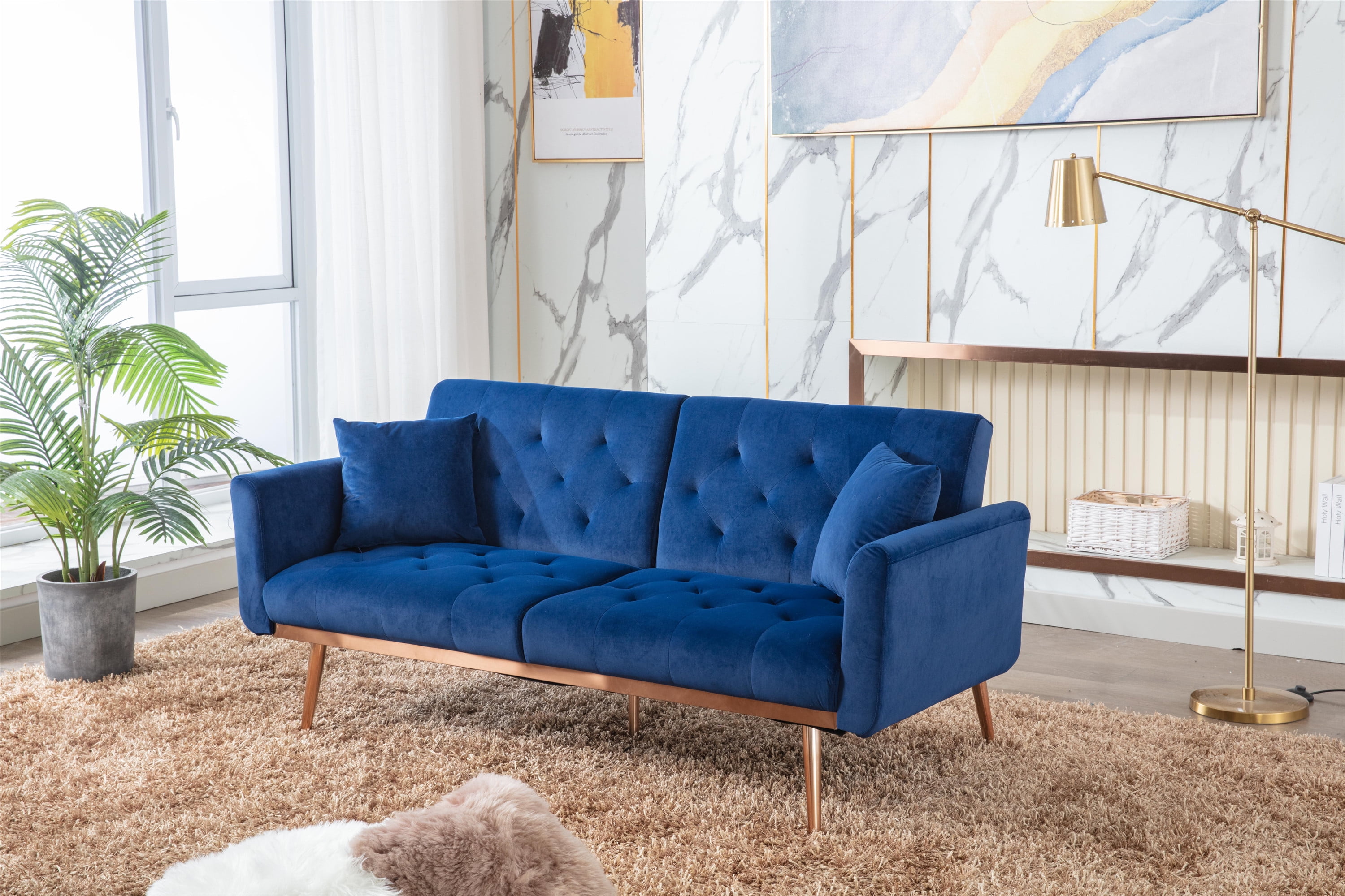 Image showcasing Modern Velvet Sofa Loveseat Set with Sturdy Frame & Breathable Fabric ...
