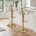 thumbnail image 1 of LEHZROAJ Velvet 360° Swivel Upholstered Bar Stools Set of 2,Adjustable Height Counter Stools Metal Frame Footrest(White), 1 of 8