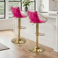 thumbnail image 1 of Woven Velvet Swivel Bar Stools 360° Adjustable Height Counter Stools, Low Back Kitchen Island Chairs for Pub, Dining & Home Decor (Rose Red, Set of 2), 1 of 7