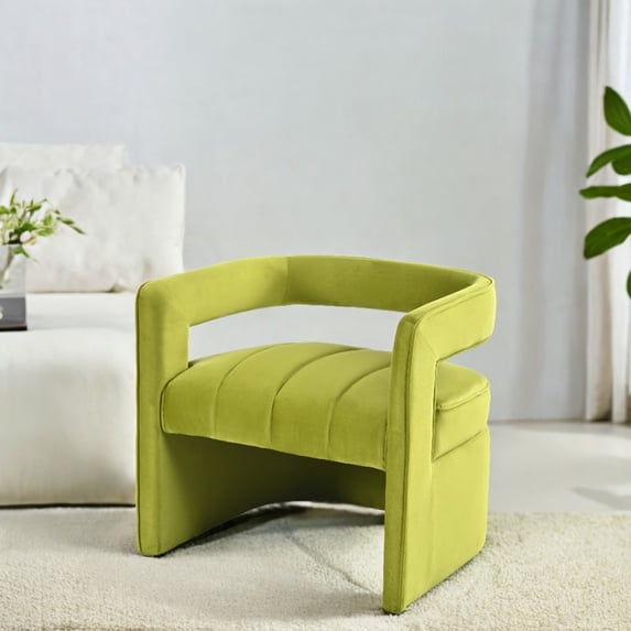 Modern Velvet Upholstered Accent Arm Chair, Green