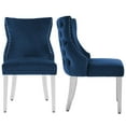 thumbnail image 1 of Modern Velvet Upholstered Button Tufted Dining Chairs with Metal Legs Set of 2, Dark Blue, 1 of 8