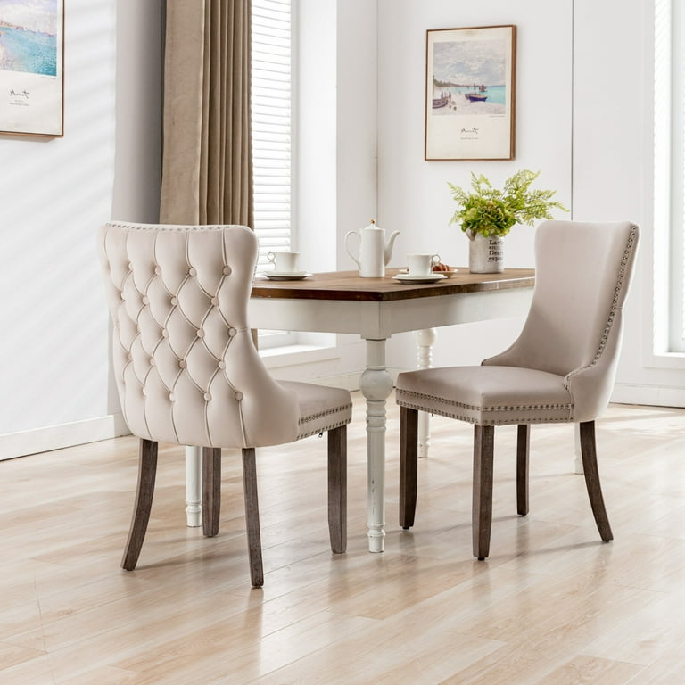 Modern Velvet Upholstered Dining Chairs Set of with High Back