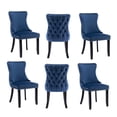 thumbnail image 1 of Modern Velvet Upholstered Dining Chairs with Back Button Nailhead Trim Accent Side Chairs with Wood Legs for Kitchen Dining Room(Blue,Set of 6), 1 of 8