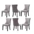 thumbnail image 1 of Modern Velvet Upholstered Dining Chairs with Back Button Nailhead Trim Accent Side Chairs with Wood Legs for Kitchen Dining Room(Gray,Set of 6), 1 of 8