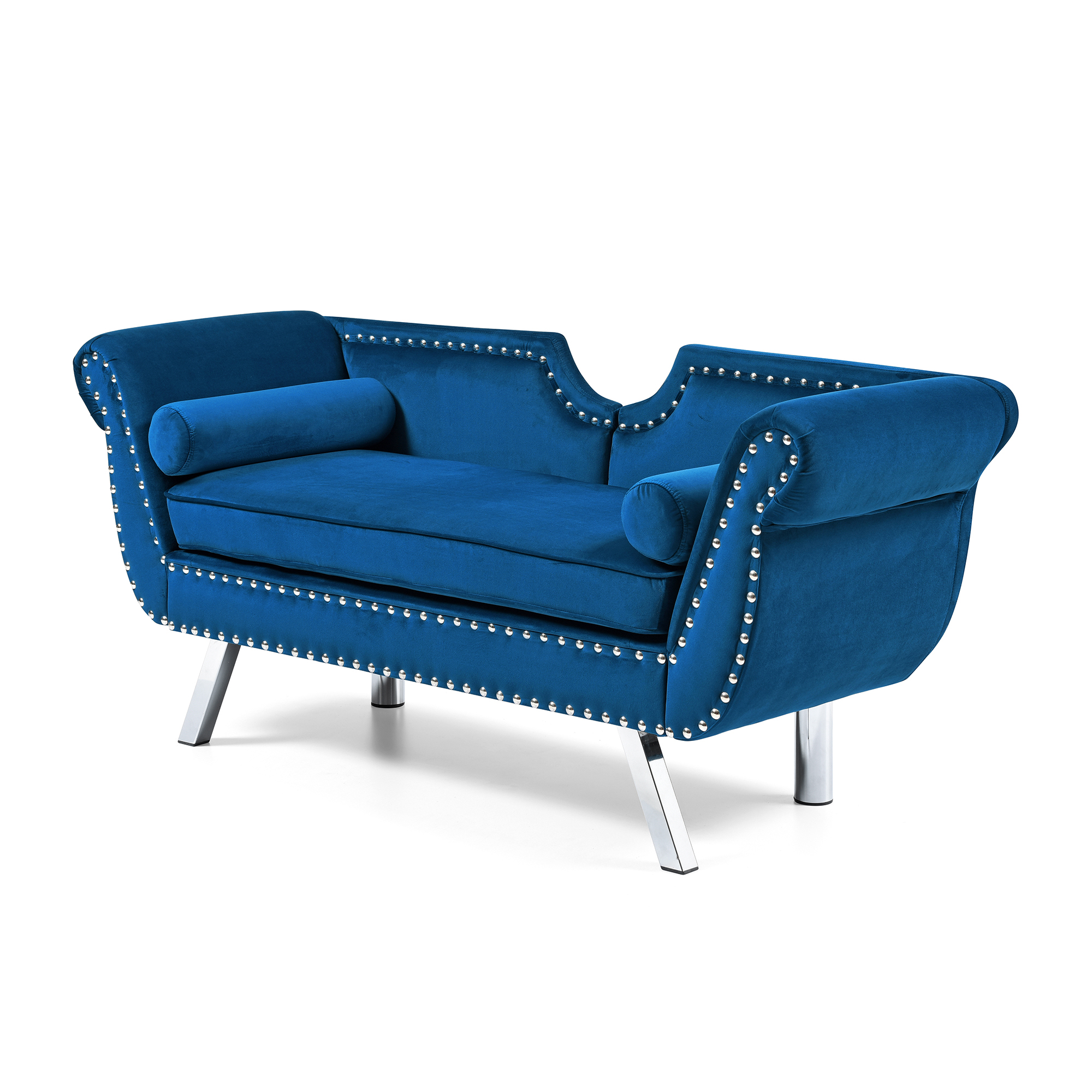 Modern Velvet Upholstered Loveseat Sofa, End of Bed Bench Settee with