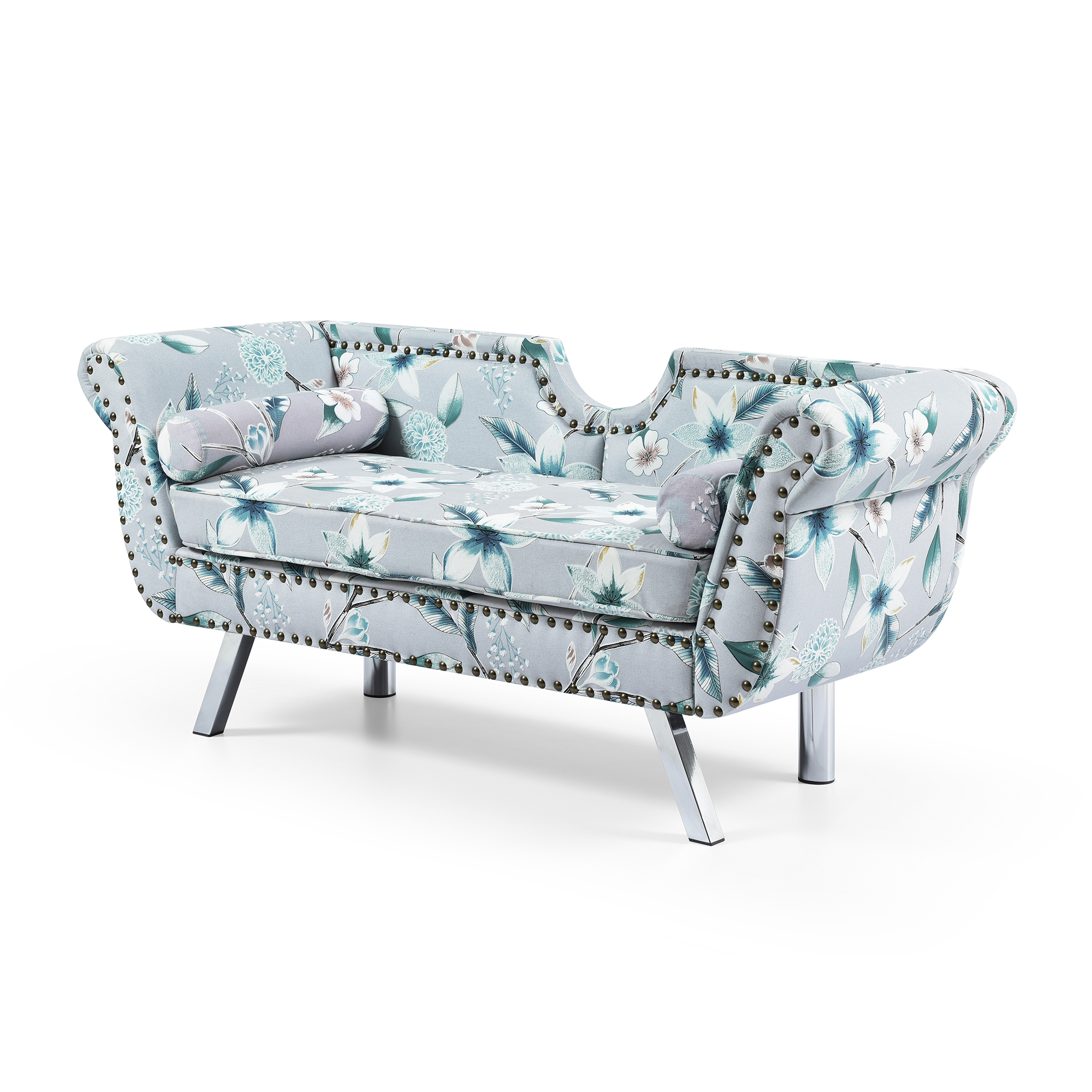 Modern Velvet Upholstered Loveseat Sofa, End of Bed Bench Settee with