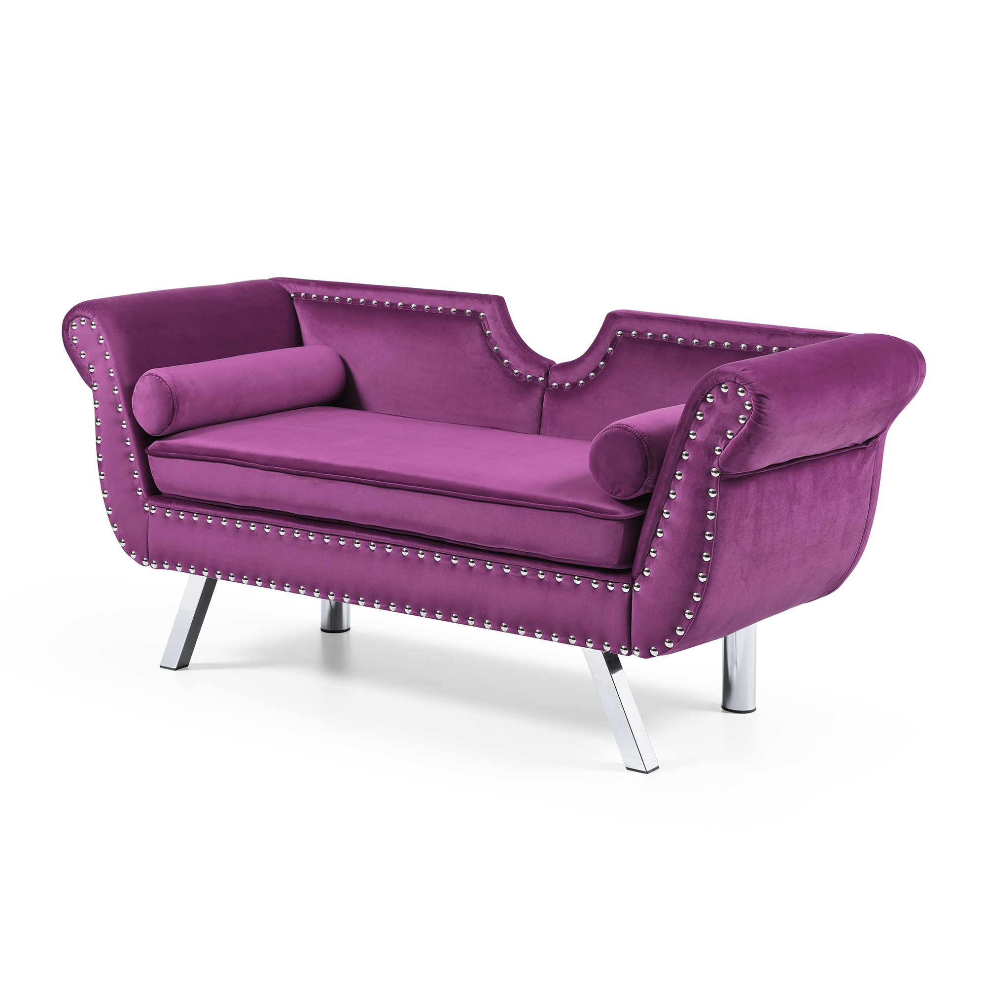 Modern Velvet Upholstered Loveseat Sofa, End of Bed Bench Settee with