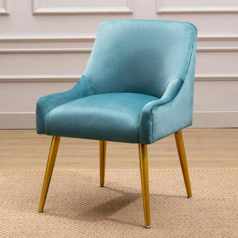 Modern Velvet Wide Accent Chair Side Chair with Swoop Arm Metal
