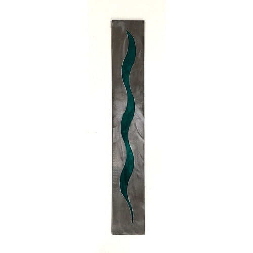 Teal and Silver Abstract Metal Wall Sculpture, 36"