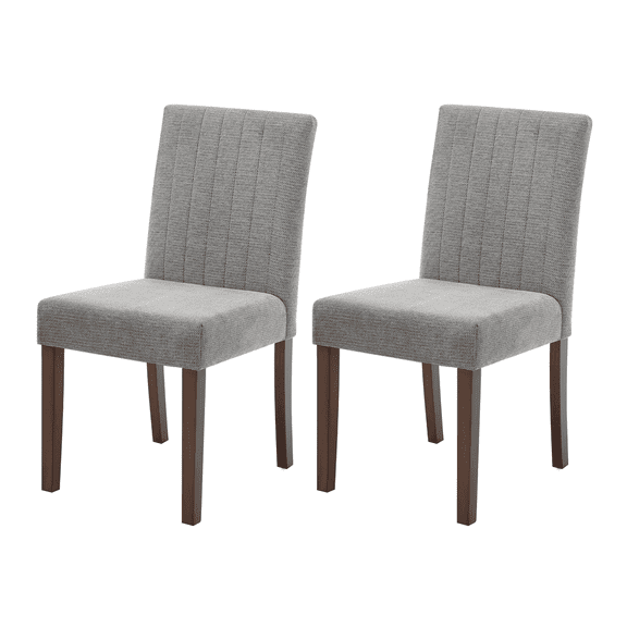 Modern Vertical Stripes Kitchen Side Chairs with Sturdy Wood Legs, Upholstered Dining Chairs Set of 2, Parsons Design, Comfortable Soft Linen for Dining Room, Restaurant, Cafe