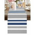 thumbnail image 1 of Modern Vertical Stripes Table Runner-36 Inch Long Navy Blue Grey White Table Runners Linen Burlap Tablerunner for Kitchen Dining Room Holiday Party, 1 of 9