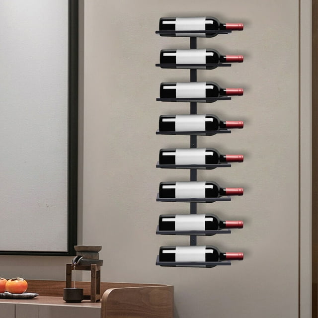 Modern Vertical Wine Racks for 8 Bottles, Metal Wall Mounted Wine