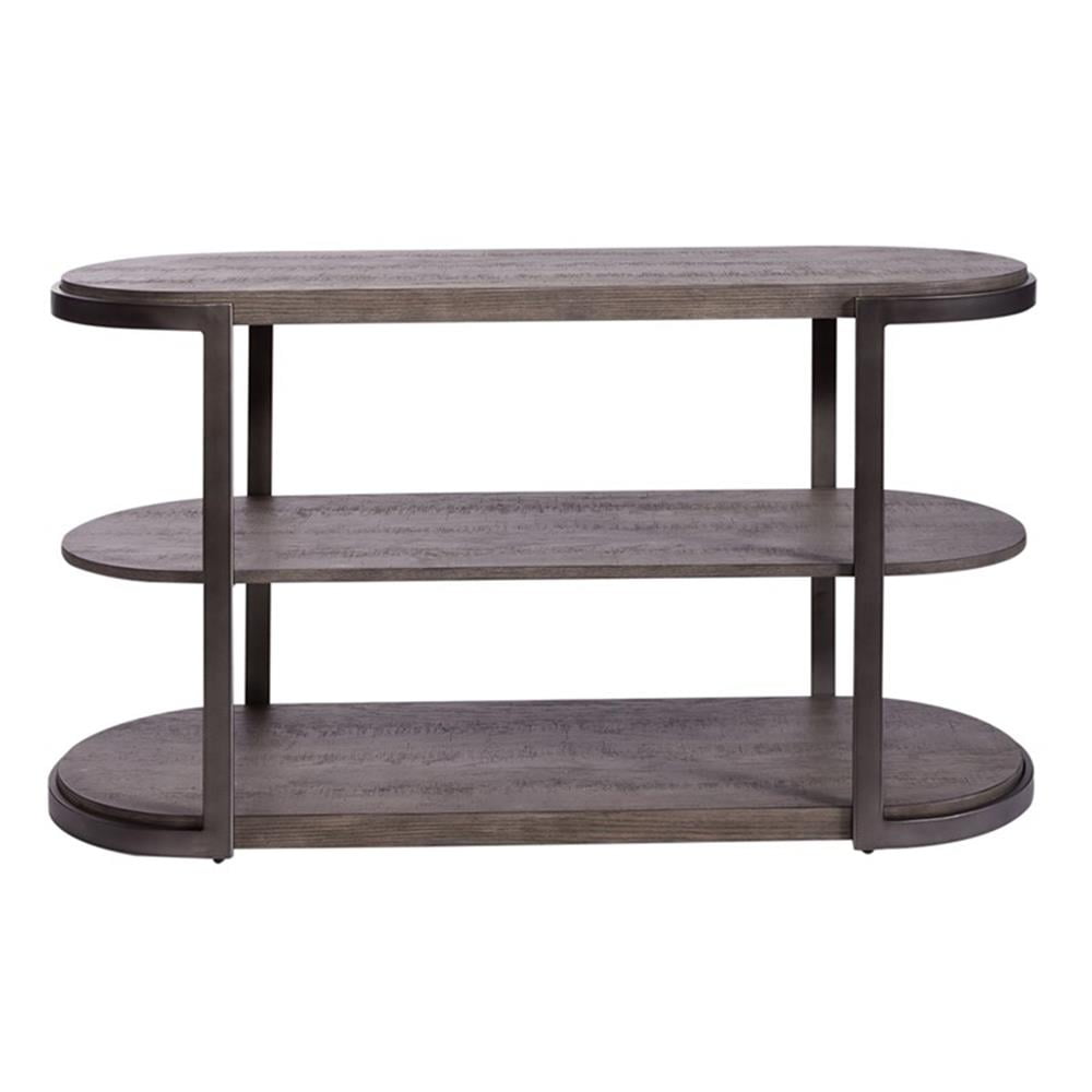 Gauntlet Gray Oval Sofa Table with Metal Legs and Storage