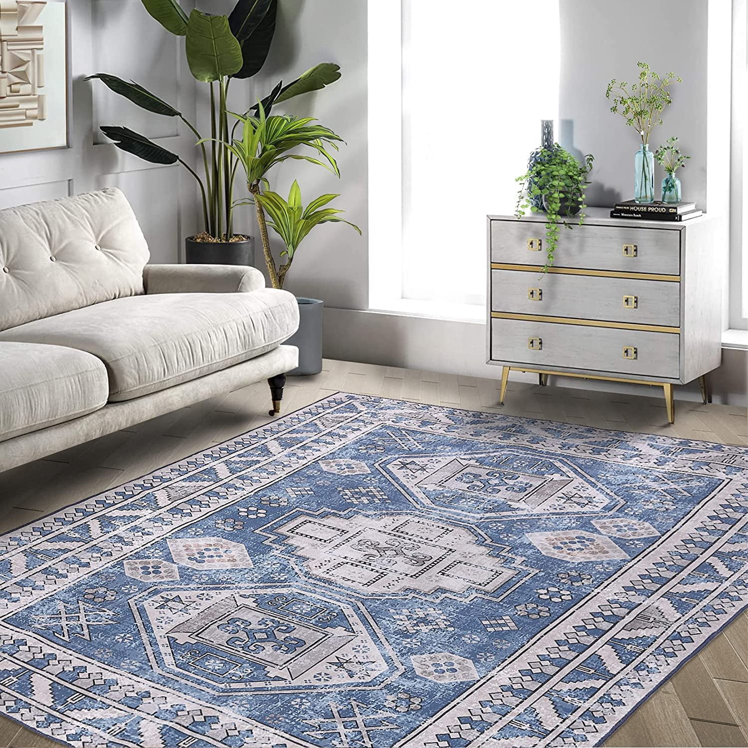 Modern Vintage Area Rug, Vintage Distressed Area Rugs Traditional Boho ...